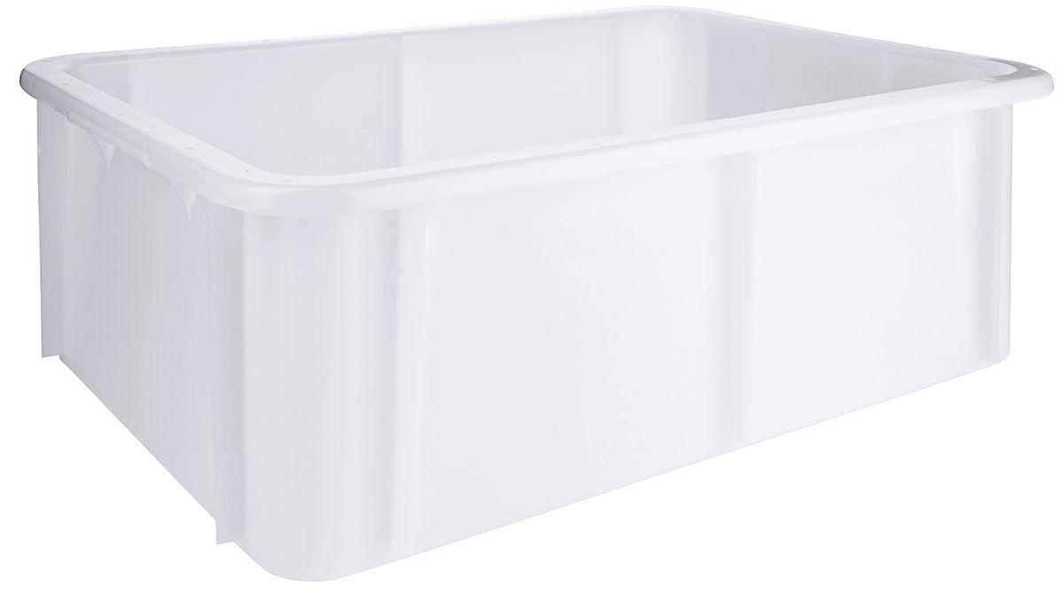 Stapelkasten 40 ltr., 600 x 400 mm, Lebensmittelecht, HD-PE weiß