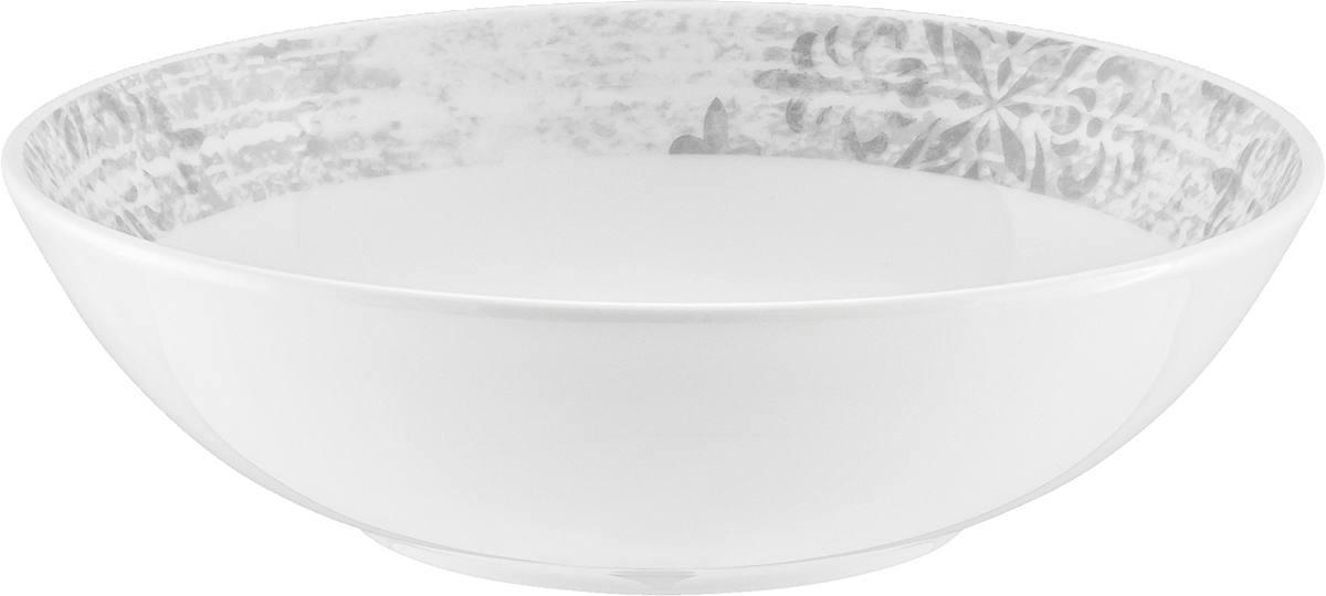 Schüssel SHABBY CHIC 2 rund, Ø 16 cm, weiß mit Dekor grau