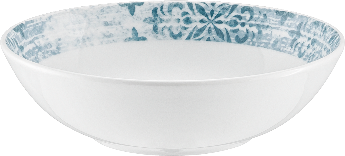 Schüssel SHABBY CHIC 4 rund, Ø 16 cm, weiß mit Dekor blau